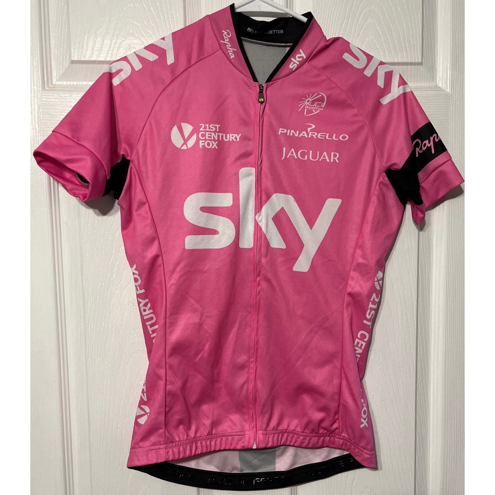 Rapha Team Sky Women Pink Cycling Jersey Short Sleeve Full Zip Size L Pinarello